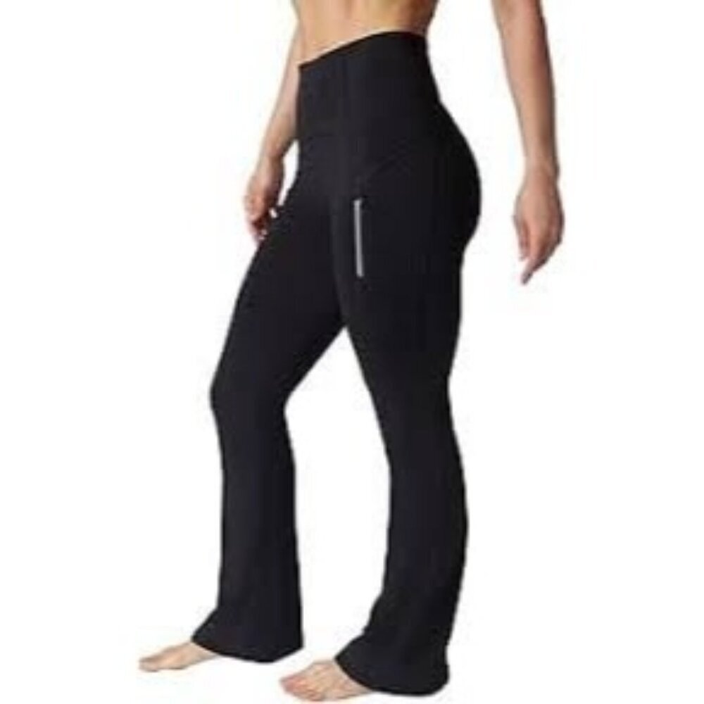 90 Degree By Reflex Arctic Blast Flared Fleece Pant High Waisted Legging Pockets
